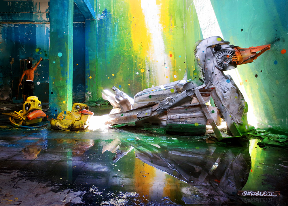 Recyclage pneus Bordalo II